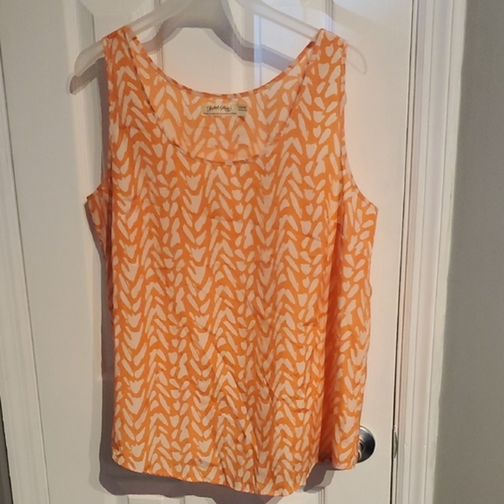 Faded Glory Vibrant Orange and White Blouse
